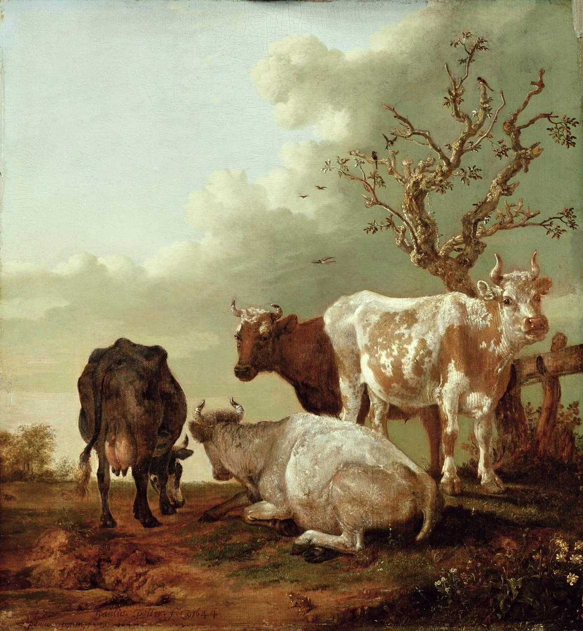 Quattro mucche in un prato, 1644
